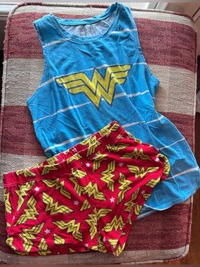 Wonder Woman Inspired Blue & Red Sleep Tank and Shorts Set